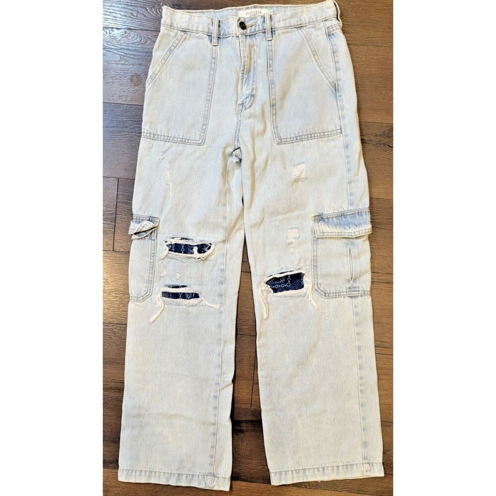 Hidden Los Angeles Womens Jeans 29 Cargo Barrel Cut Wide Leg Western Grunge